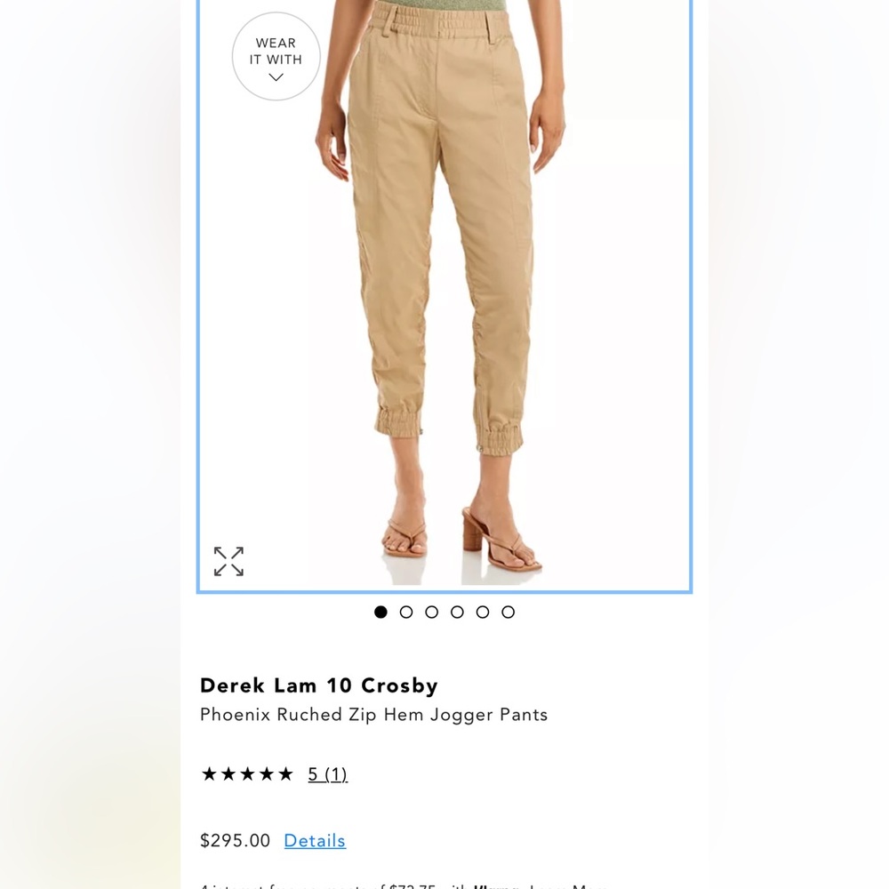 NWT - Derek Lam 10 Crosby Phoenix Joggers in Champagne - Size 12